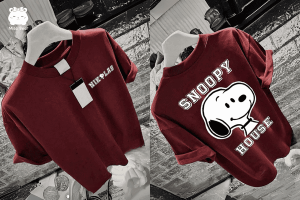 áo phông nữ xắn tay snoopy house